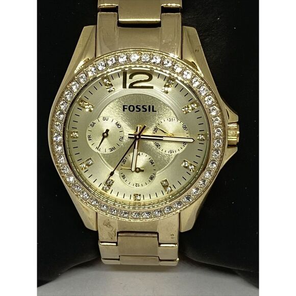 Fossil Riley ES3203 Women's Gold Stainless Steel Analog Dial Quartz Watch LB309 - Picture 2 of 12